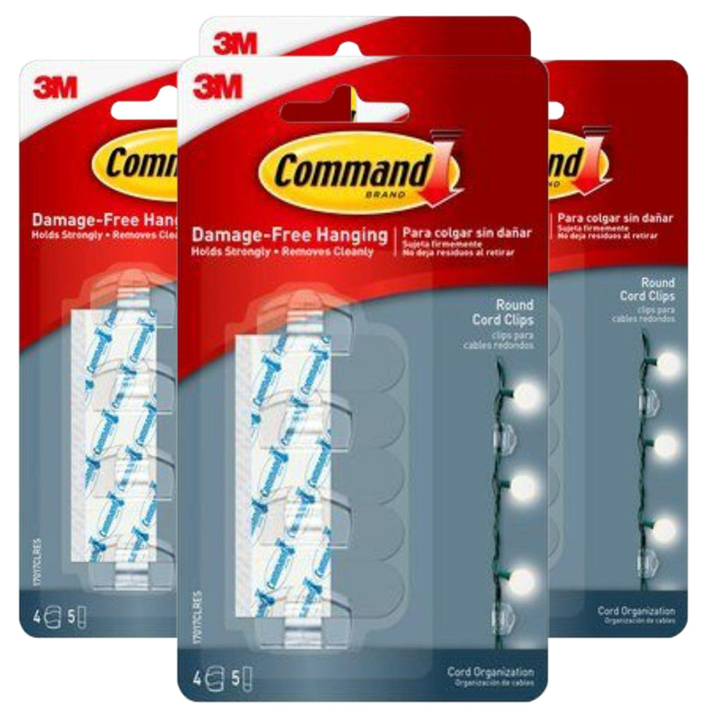 3M Command Clear Round Cord Clips with Clear Strips