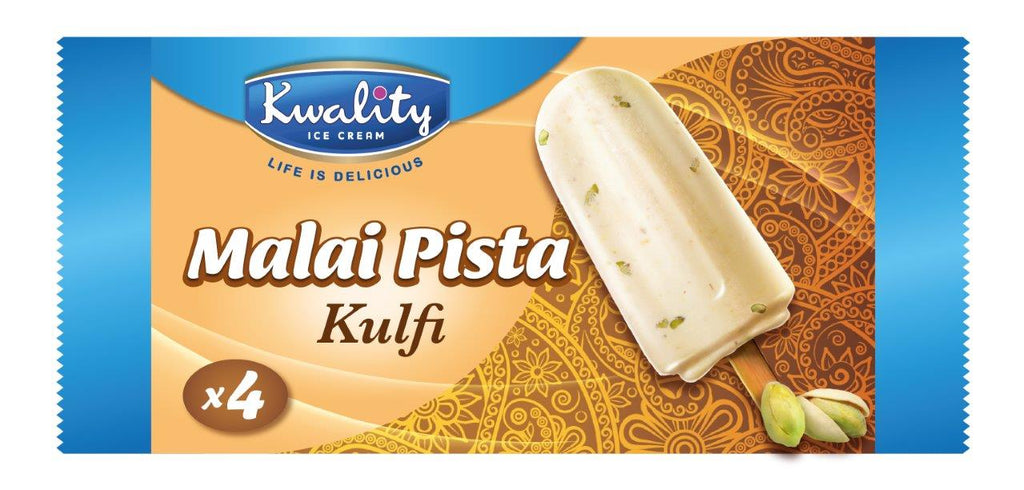 Kwality Malai Pista Stick Multipack 65ml (2 Packs of 4 Pieces - Total 8 Pieces)