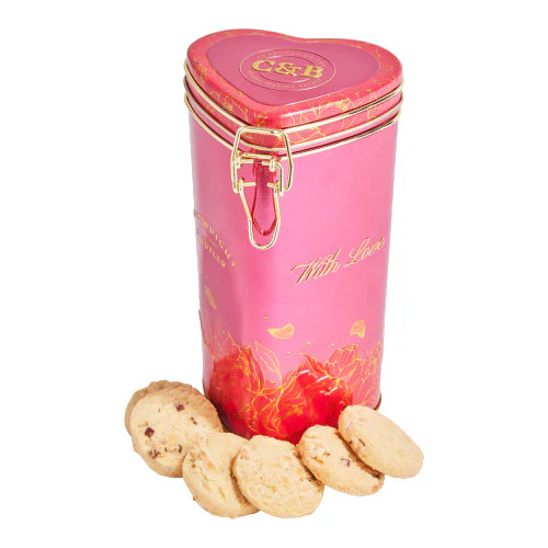 Cartwright & Butler Heart Strawberry & White Choco Biscuits Tin 150g