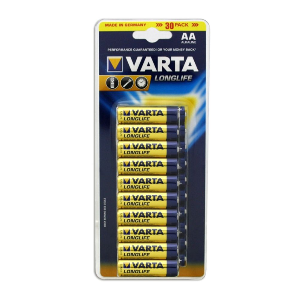 Varta Battery Longlife AA Alkaline  - (20 Pieces x Pack of 2 - Total 40 Pieces) - Billjumla.com