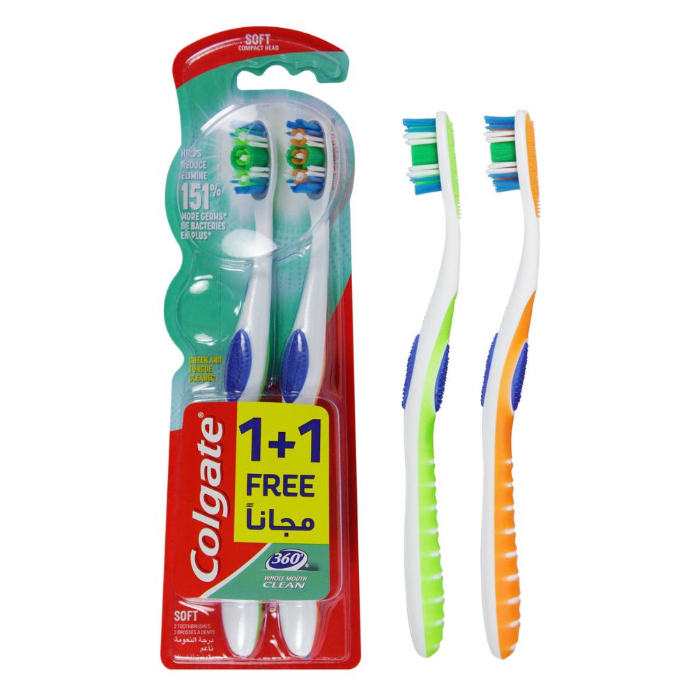 Colgate 360° Whole Mouth Clean Medium Bristle Toothbrush (Buy 1 Get 1 Free)-Pack of 3 - Billjumla.com