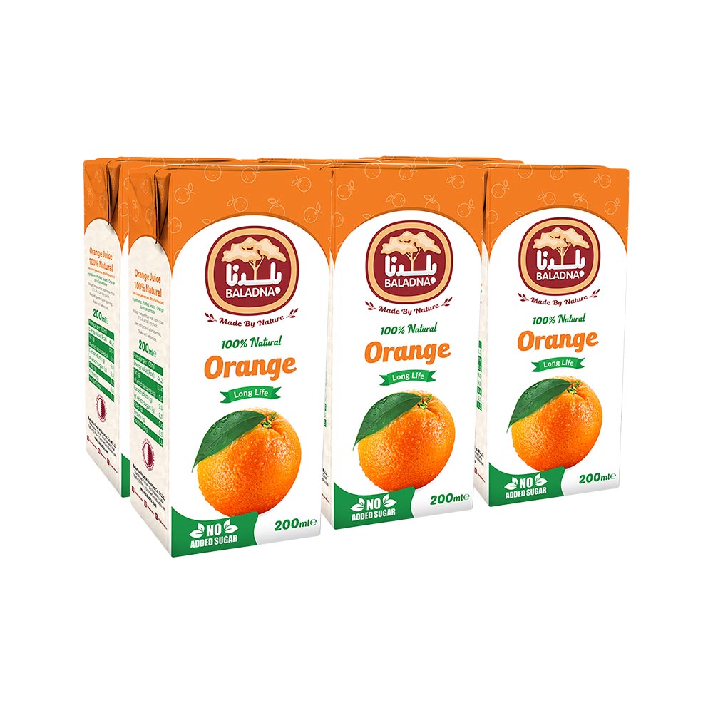 Baladna Long Life Orange Juice 200ml - Pack of 24