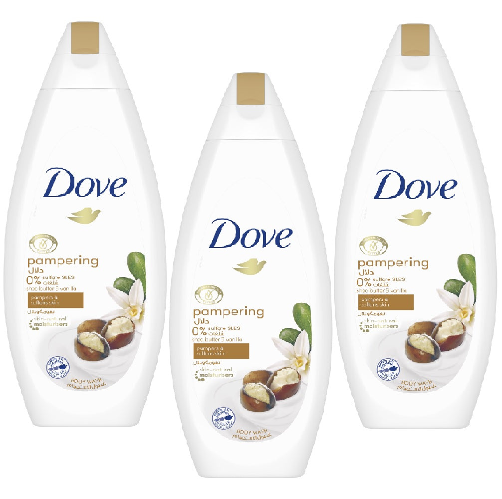 Dove Body Wash Purely Pampering Shea Butter with Warm Vanilla 500ml - (Pack of 3)