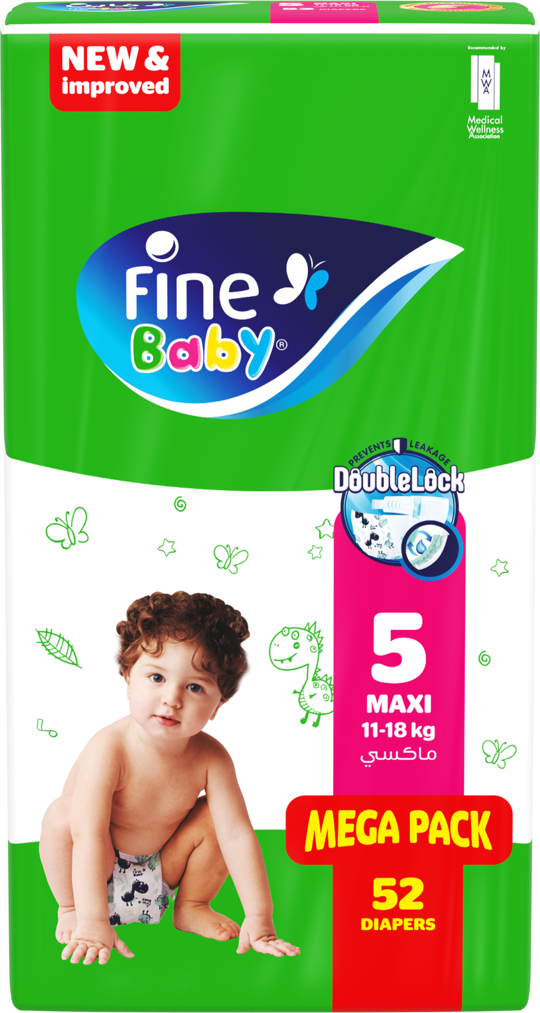 FINE BABY DIAPER Mega Maxi-5 (11-18KG) 52s