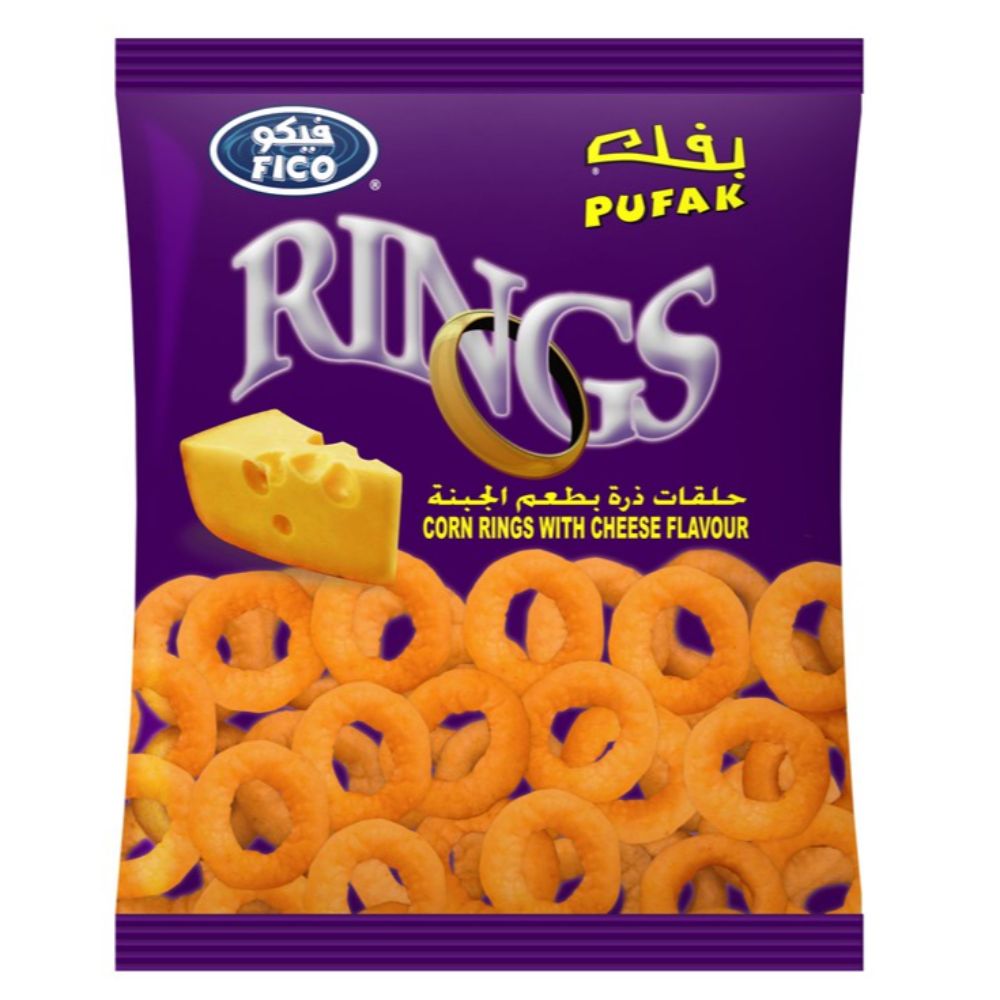 Fico Pufak Corn Rings With Cheese 15g (2 Bags of 23 Pieces - Total 46 Pieces)