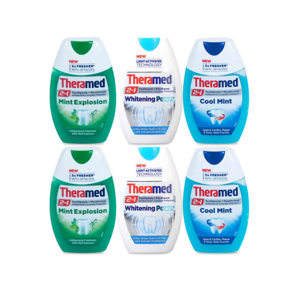 Theramed 2 في 1 معجون أسنان 75 مل حزمة (2 لكل منهما 6 قطع)