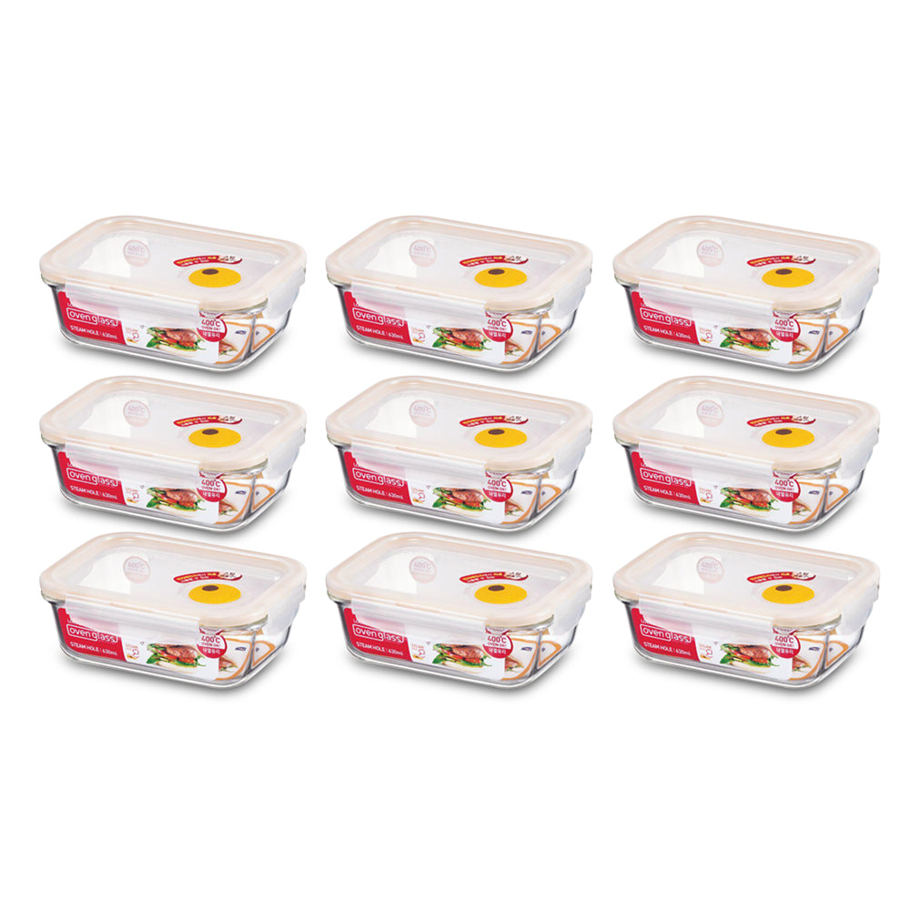 Lock N Lock Ovenglass Euro Steam Hole Rectangular 630ml - (Pack Of 9 Pieces) - Billjumla.com