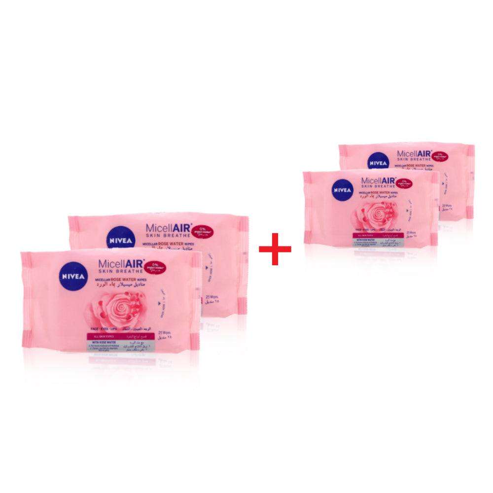 Nivea Rose Water Wipes 25 pieces Buy 2 Get 2 Free