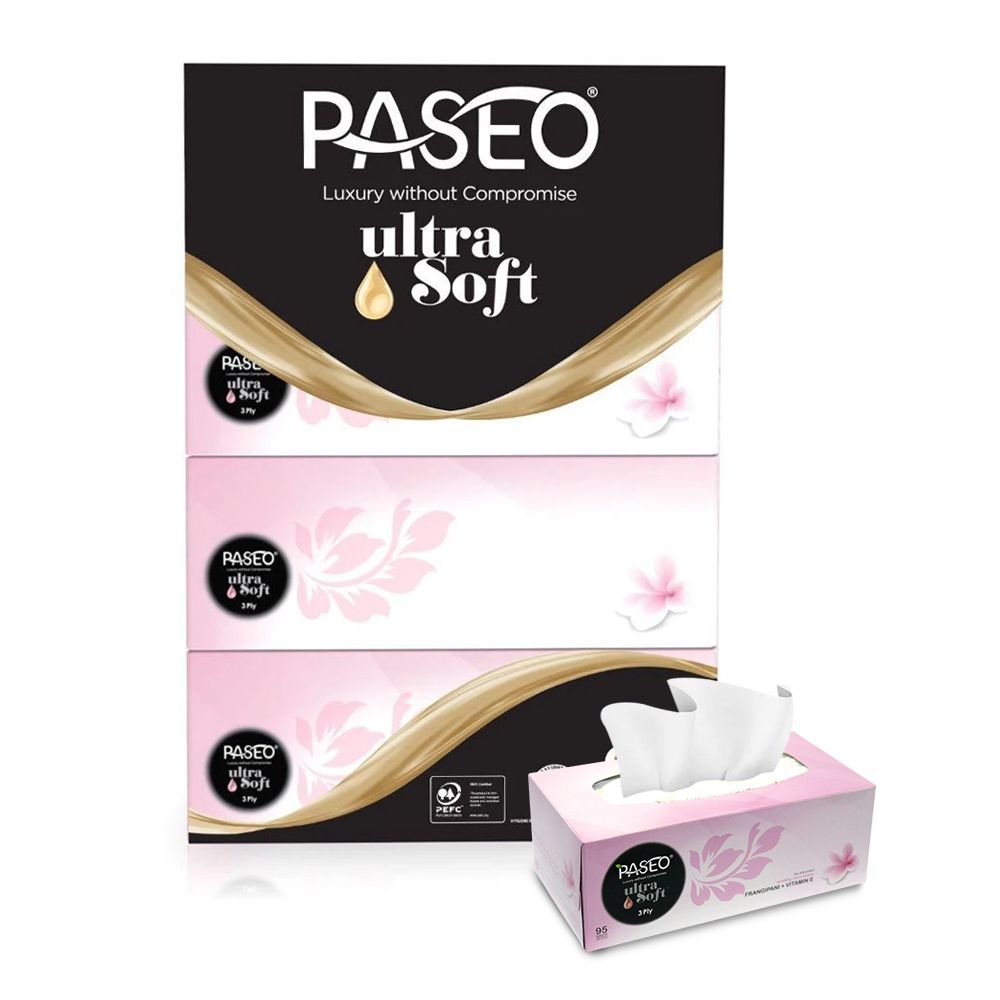 Paseo Face Tissues Frangipani 3 Ply  (4 Boxes X Pack of 6 - Total 24 Boxes) - Billjumla.com