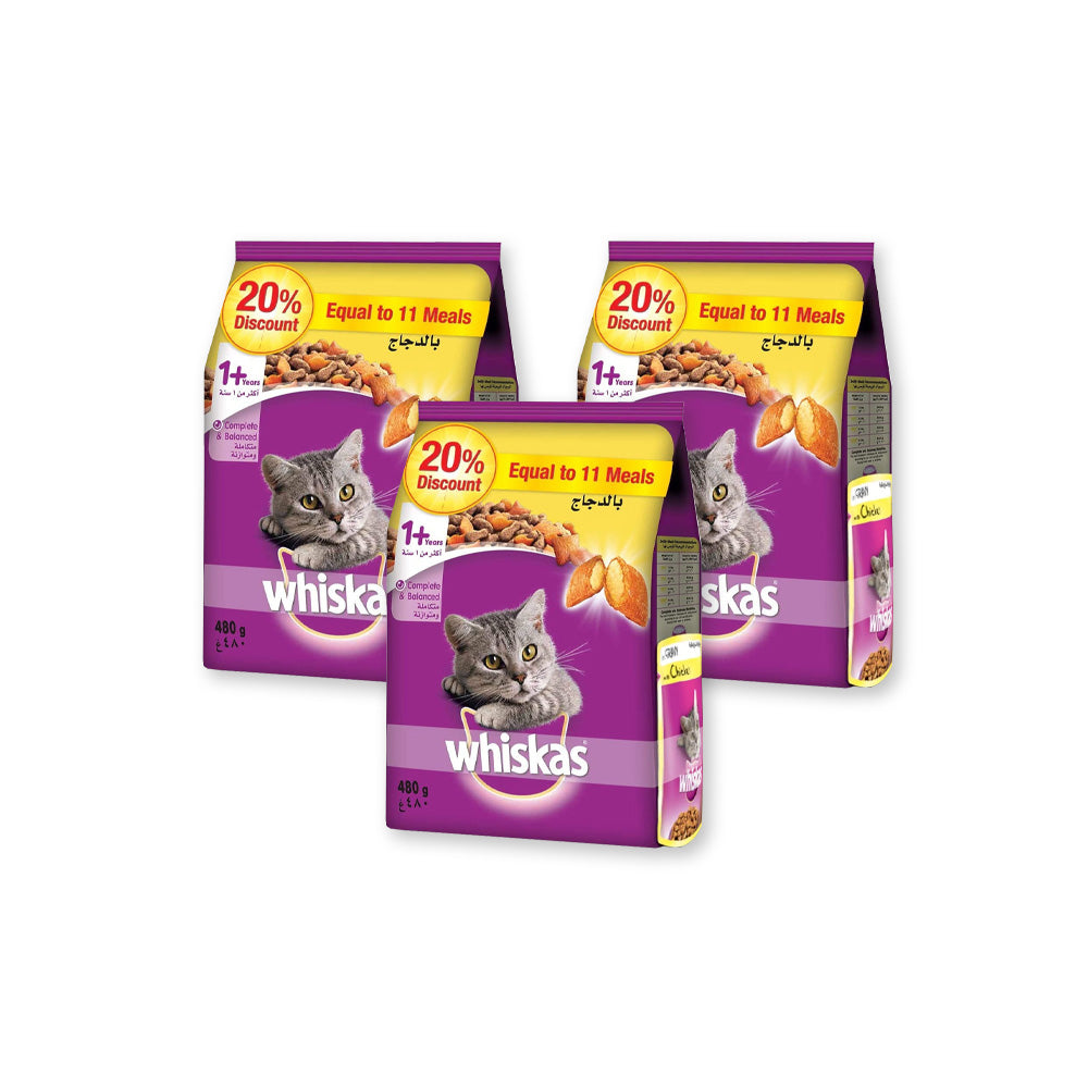 Whiskas Cat Food Chicken Pouch 480g (Pack of 2)