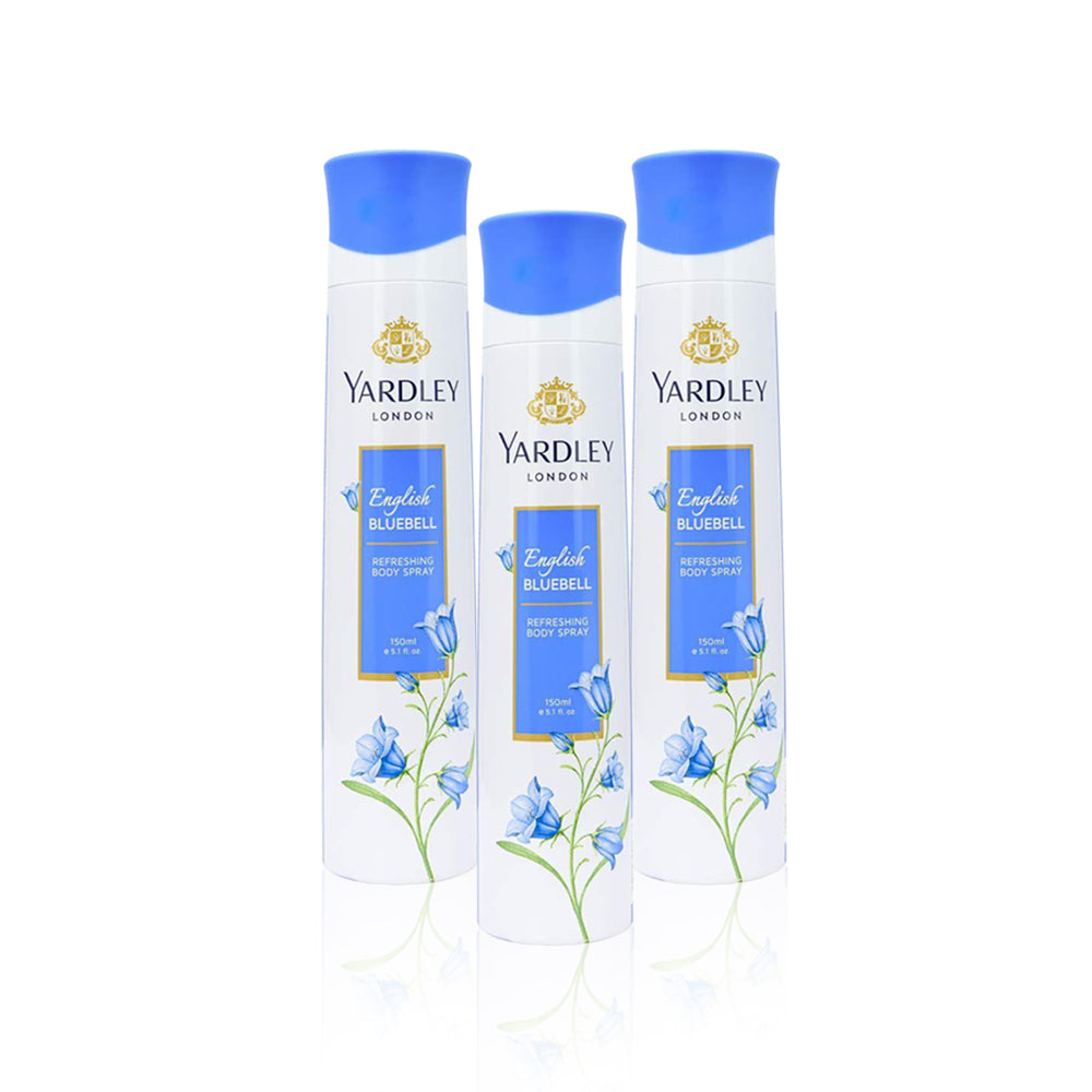 Yardley Bluebell Body Spray For Women 150ml - (Pack of 3)