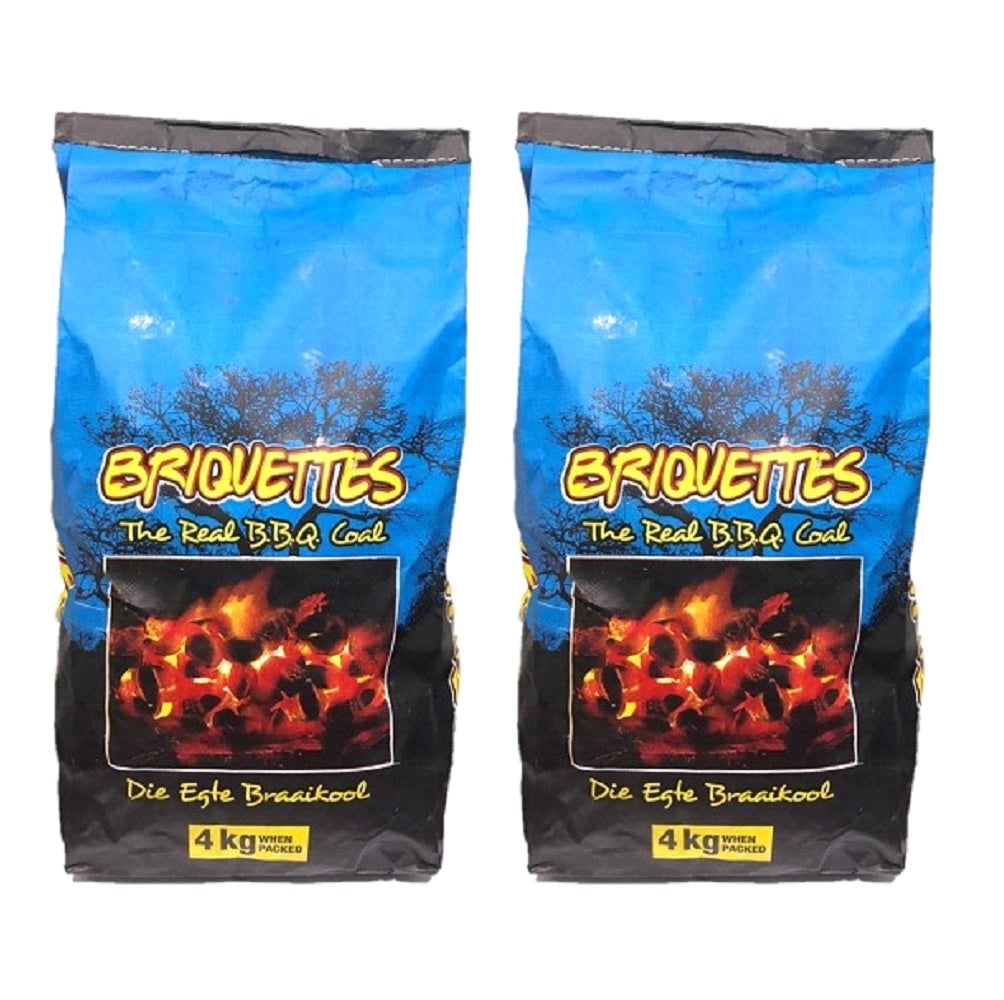 Braai Braiquete Briquette Charcoal 4kg - (حزمة 2)